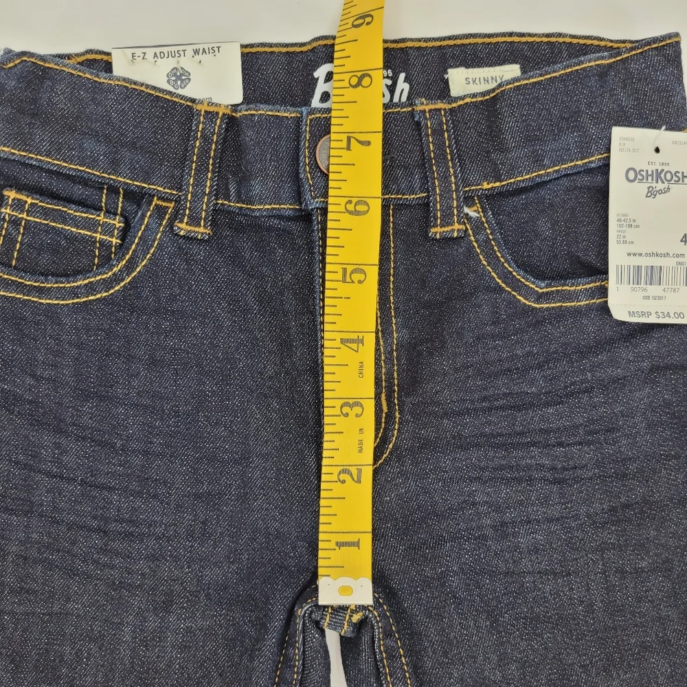 Oshkosh B'gosh Jeans Size 4R Skinny Adjustable Waistband Denim Dark Wash NEW